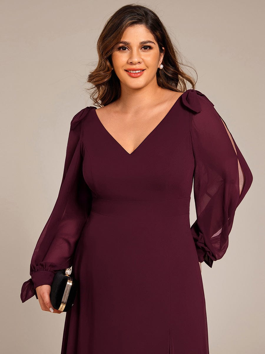 ever IVORY|Open Lantern Sleeve A-Line Mother of the Bride Dress
