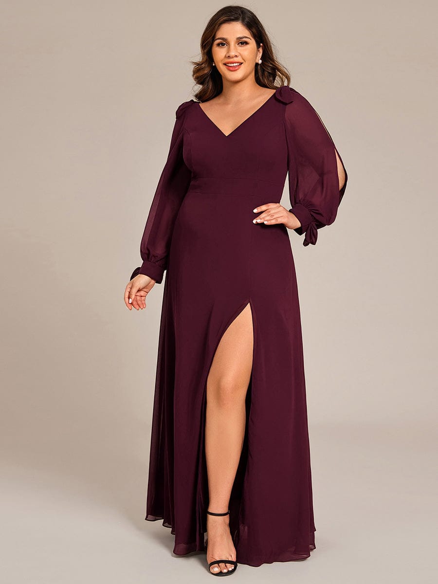 ever IVORY|Open Lantern Sleeve A-Line Mother of the Bride Dress