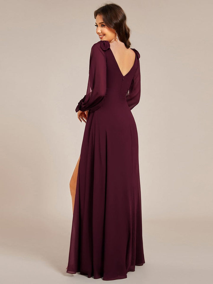 ever IVORY|Open Lantern Sleeve A-Line Mother of the Bride Dress