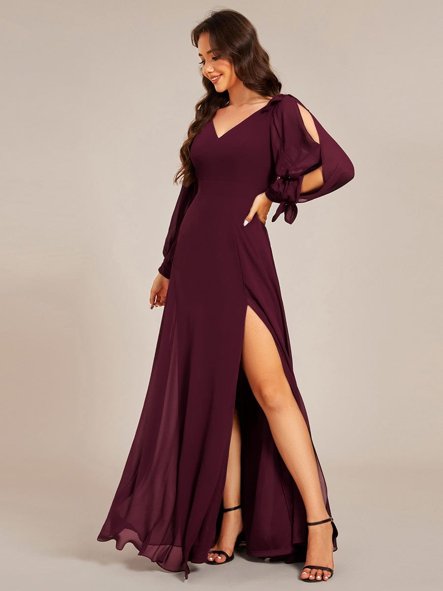 ever IVORY|Open Lantern Sleeve A-Line Mother of the Bride Dress