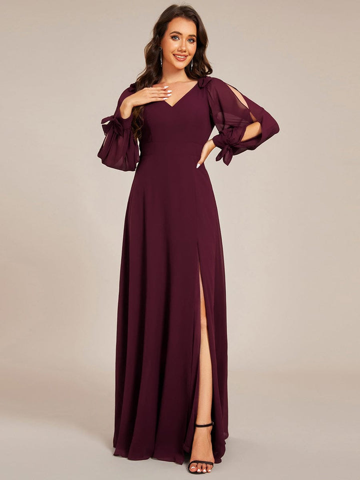 ever IVORY|Open Lantern Sleeve A-Line Mother of the Bride Dress
