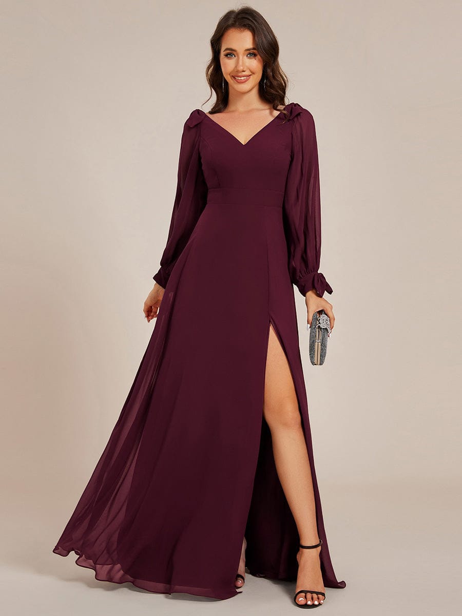ever IVORY|Open Lantern Sleeve A-Line Mother of the Bride Dress
