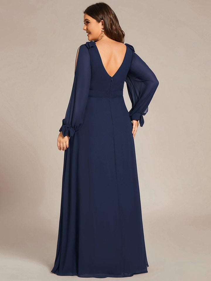 ever IVORY|Open Lantern Sleeve A-Line Mother of the Bride Dress