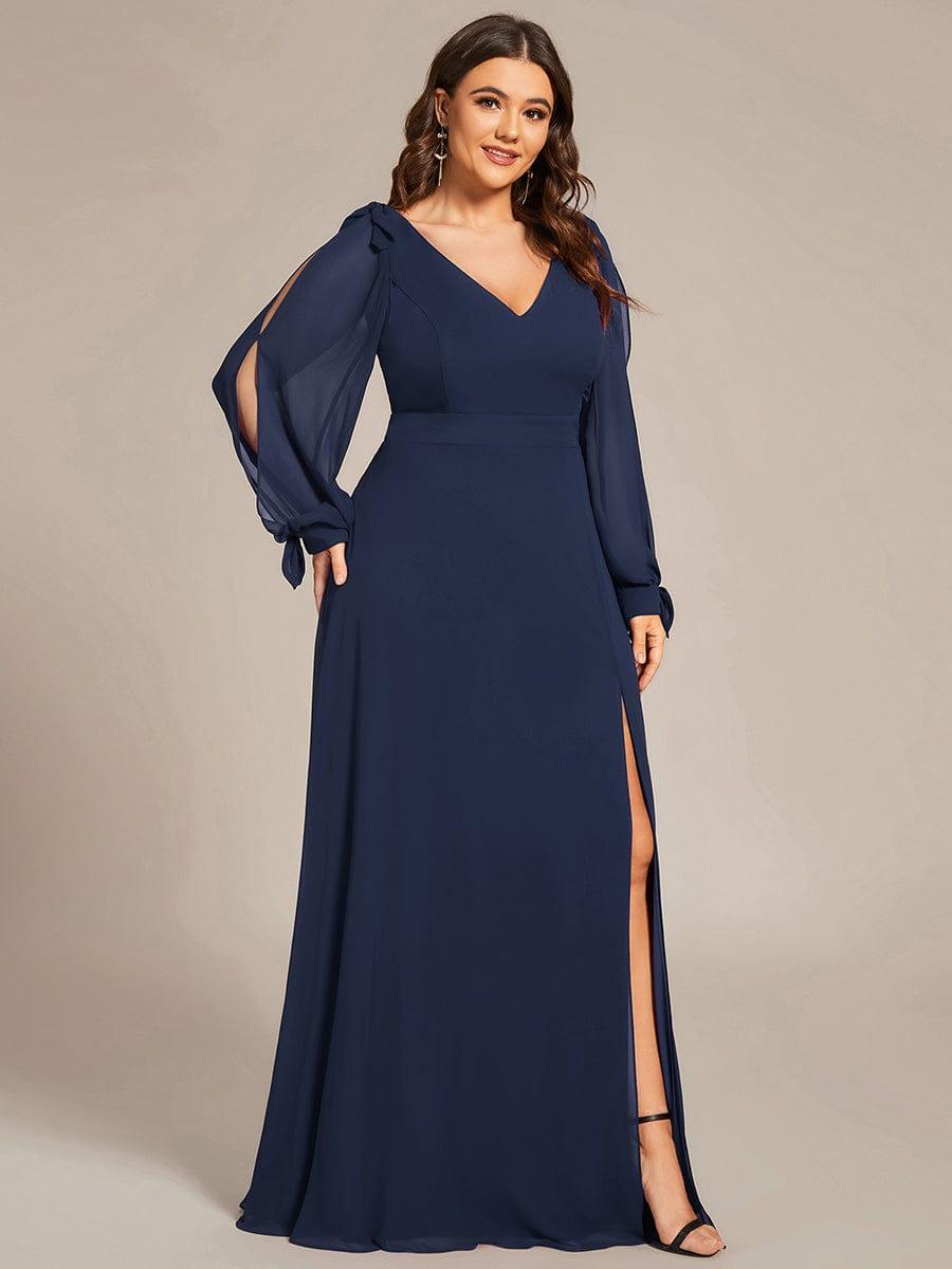 ever IVORY|Open Lantern Sleeve A-Line Mother of the Bride Dress