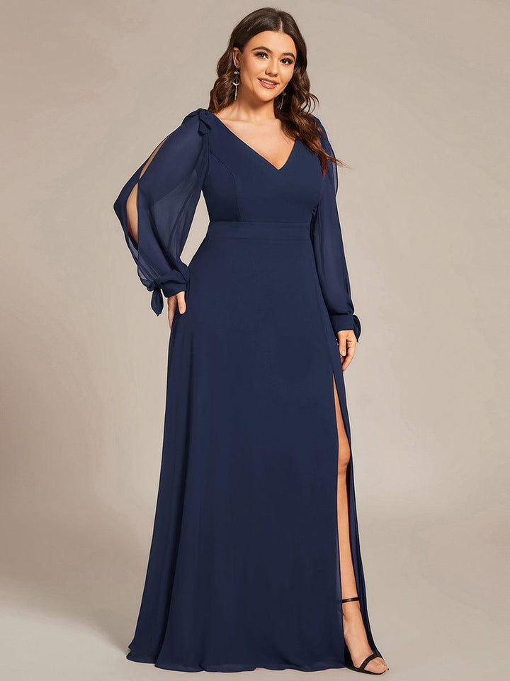 ever IVORY|Open Lantern Sleeve A-Line Mother of the Bride Dress