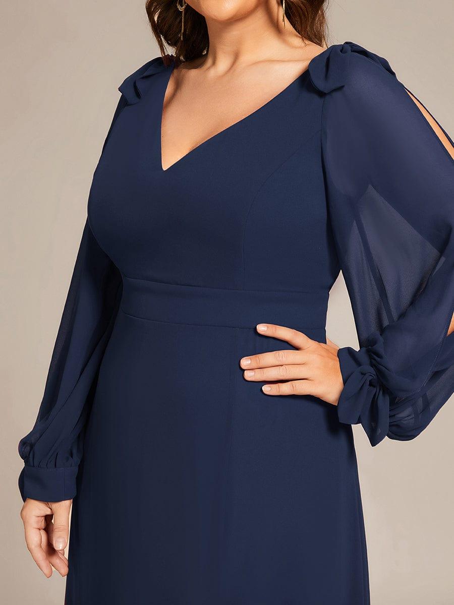 ever IVORY|Open Lantern Sleeve A-Line Mother of the Bride Dress