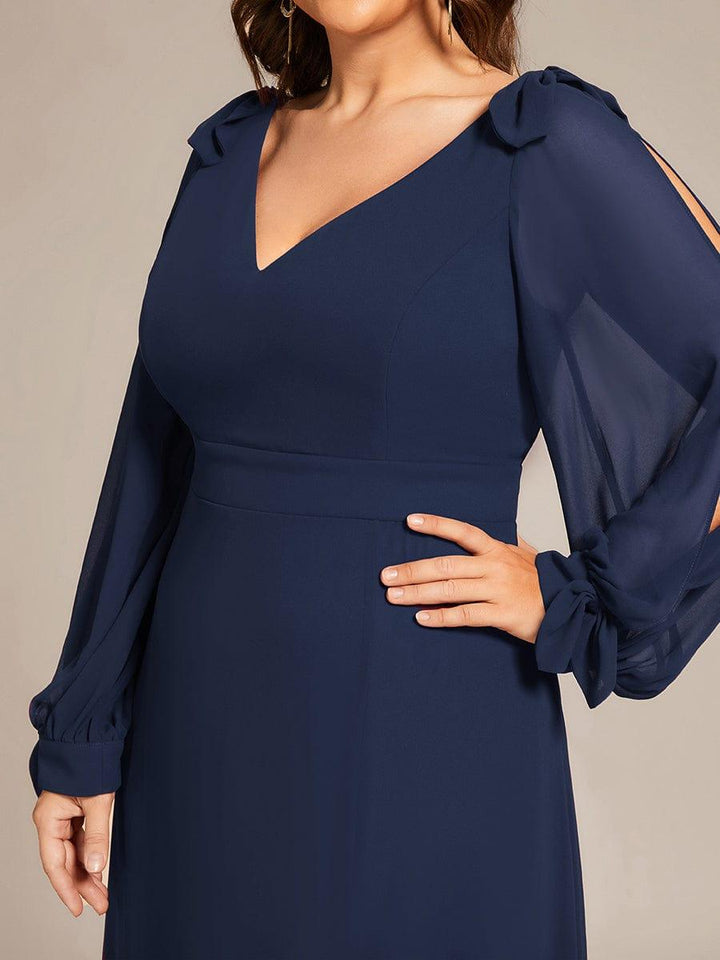 pretty IVORY|Plus Size Open Lantern Sleeve A-Line Bridesmaid Dress