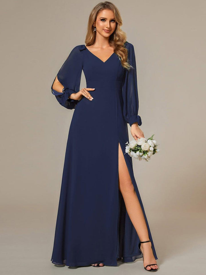 ever IVORY|Open Lantern Sleeve A-Line Mother of the Bride Dress