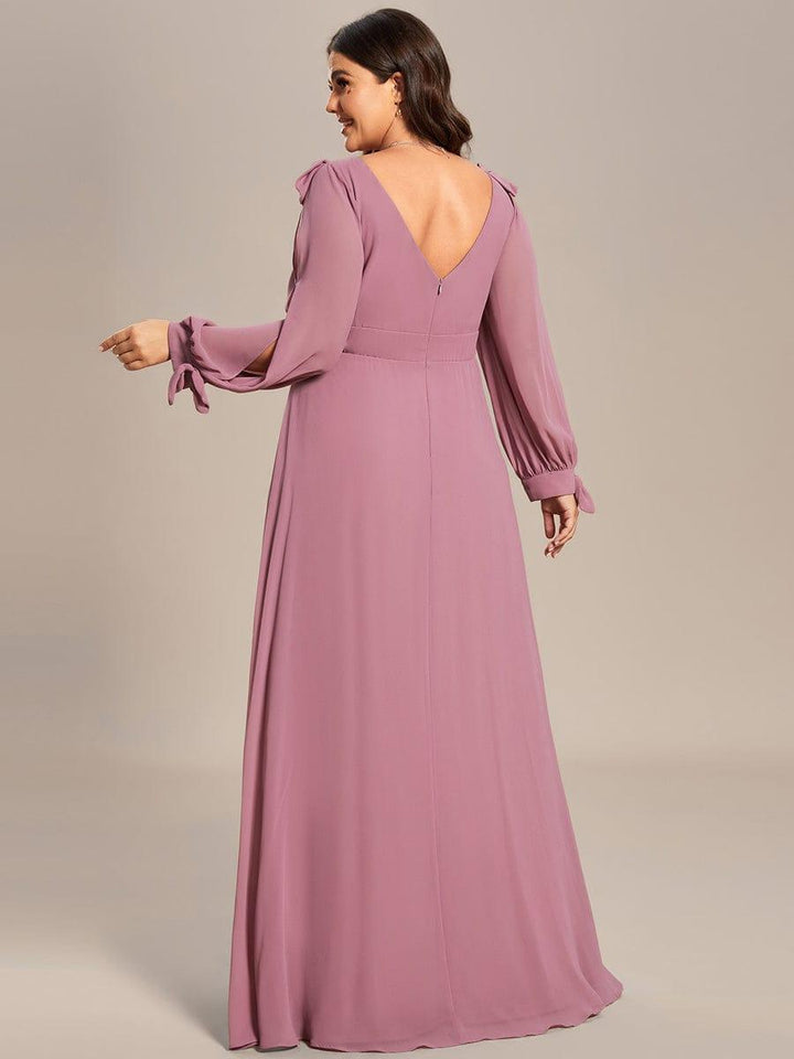pretty IVORY|Plus Size Open Lantern Sleeve A-Line Bridesmaid Dress