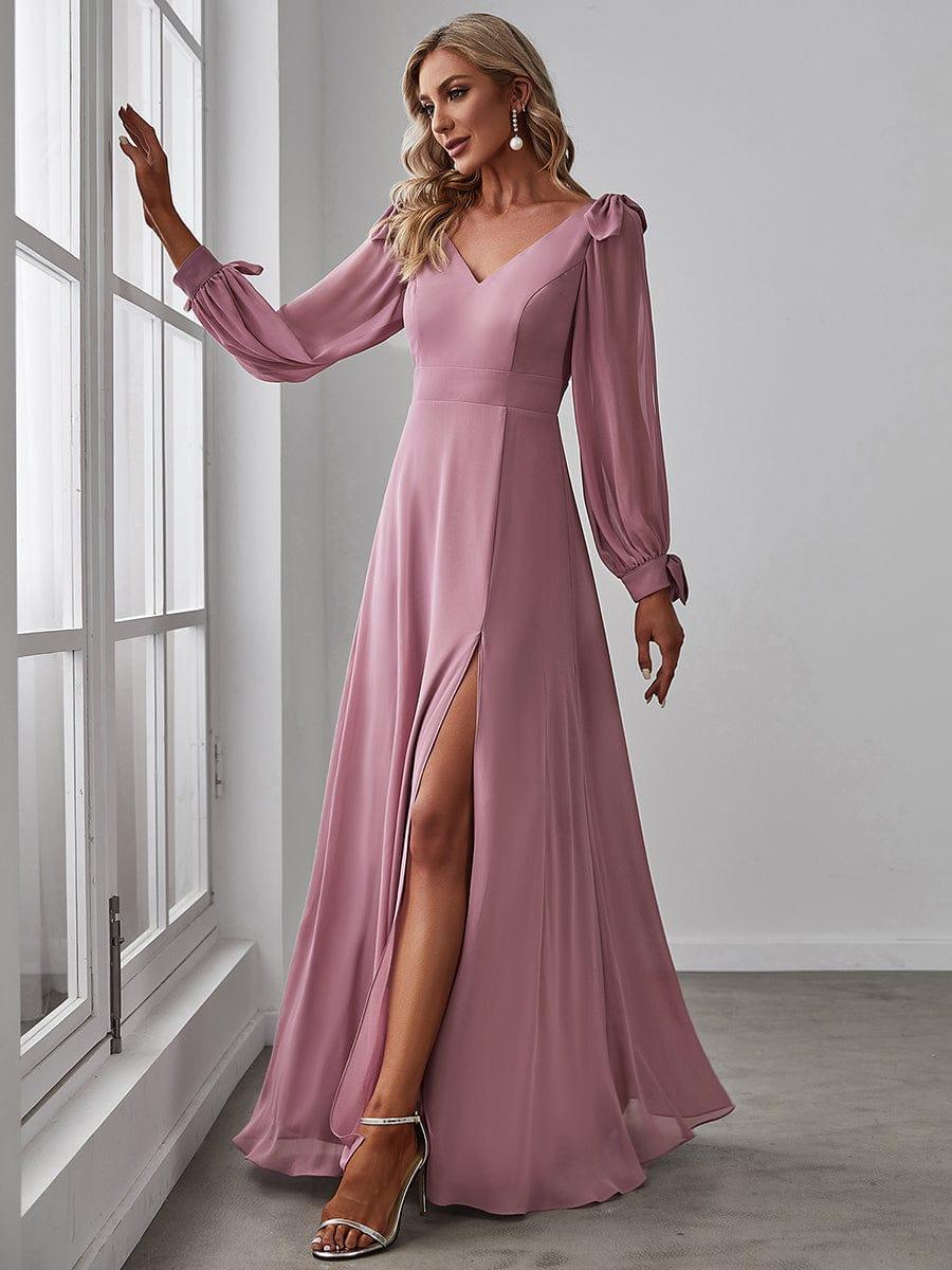 ever IVORY|Open Lantern Sleeve A-Line Mother of the Bride Dress