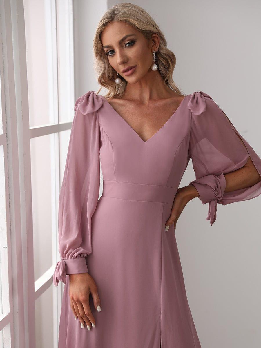 ever IVORY|Open Lantern Sleeve A-Line Mother of the Bride Dress