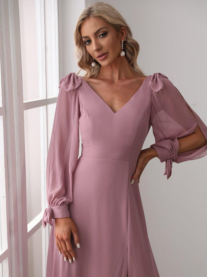 ever IVORY|Open Lantern Sleeve A-Line Mother of the Bride Dress