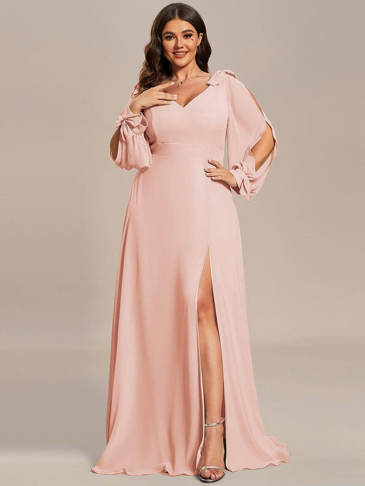 ever IVORY|Open Lantern Sleeve A-Line Mother of the Bride Dress