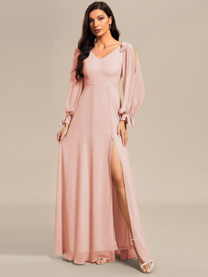 ever IVORY|Open Lantern Sleeve A-Line Mother of the Bride Dress