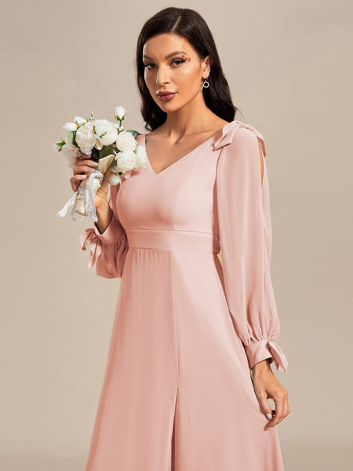 ever IVORY|Open Lantern Sleeve A-Line Mother of the Bride Dress