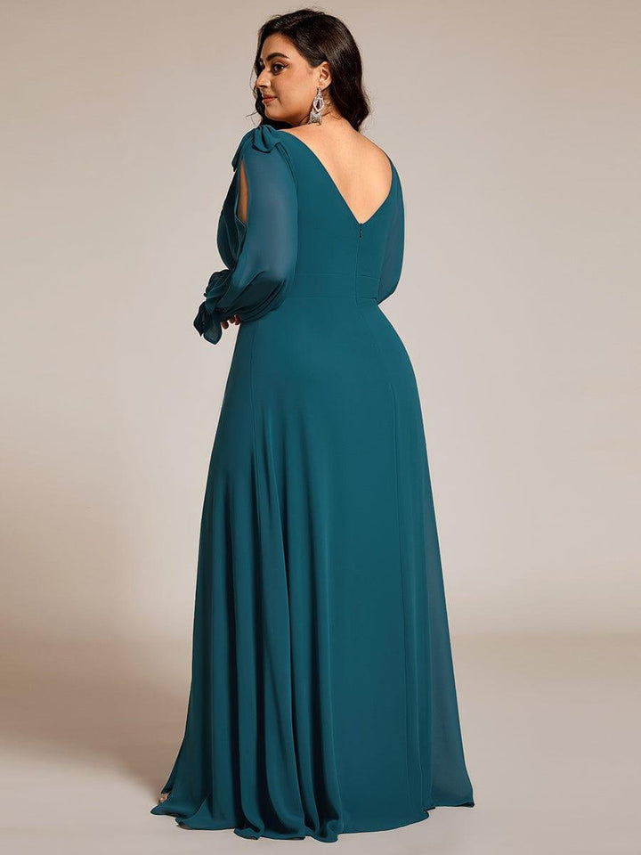 pretty IVORY|Plus Size Open Lantern Sleeve A-Line Bridesmaid Dress