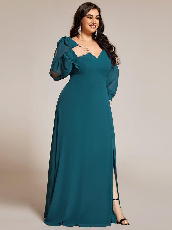ever IVORY|Open Lantern Sleeve A-Line Mother of the Bride Dress