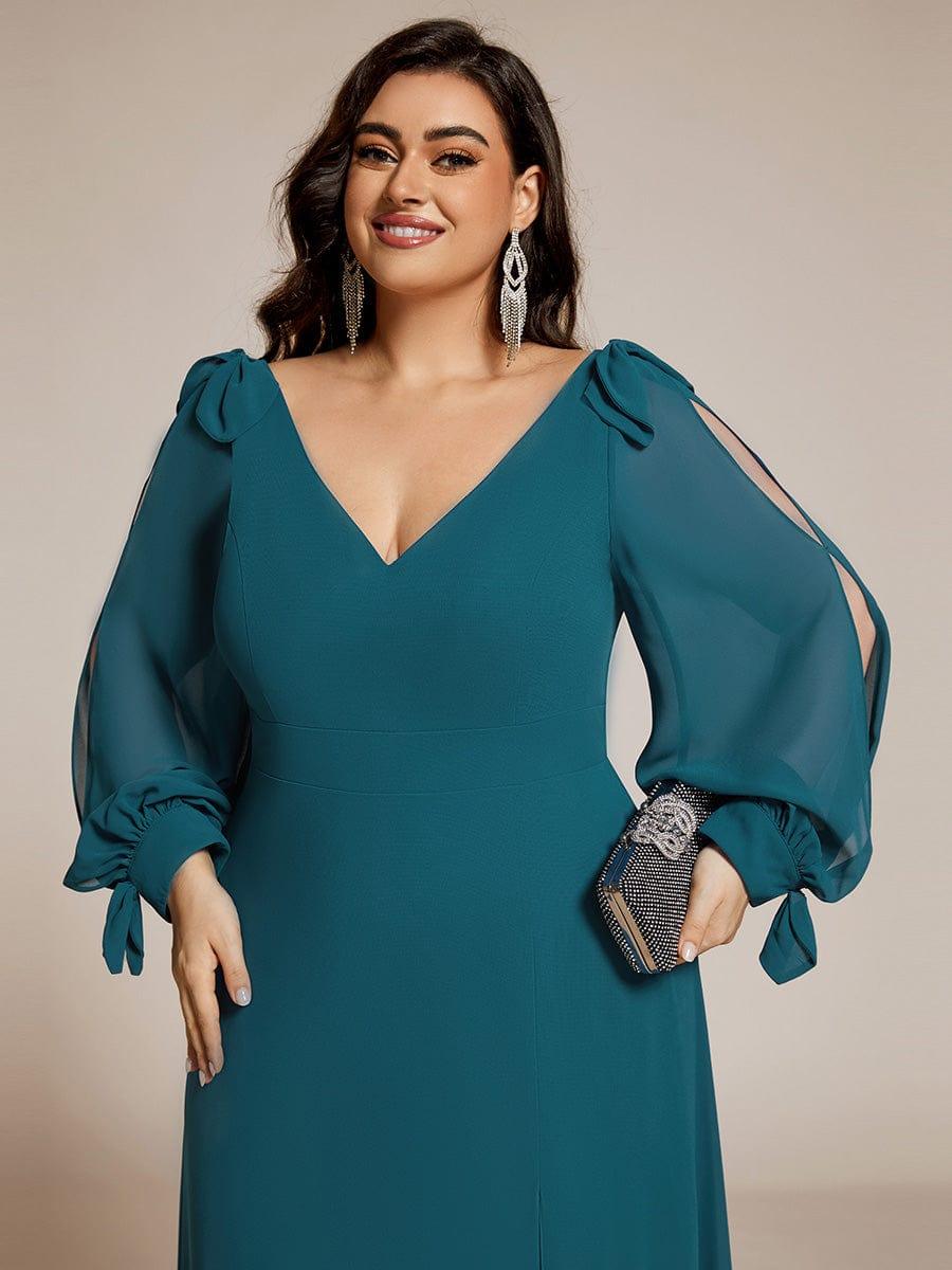 ever IVORY|Open Lantern Sleeve A-Line Mother of the Bride Dress