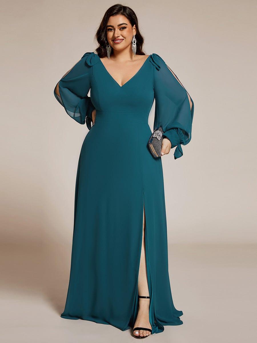 ever IVORY|Open Lantern Sleeve A-Line Mother of the Bride Dress