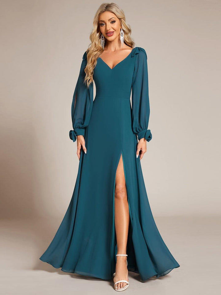ever IVORY|Open Lantern Sleeve A-Line Mother of the Bride Dress