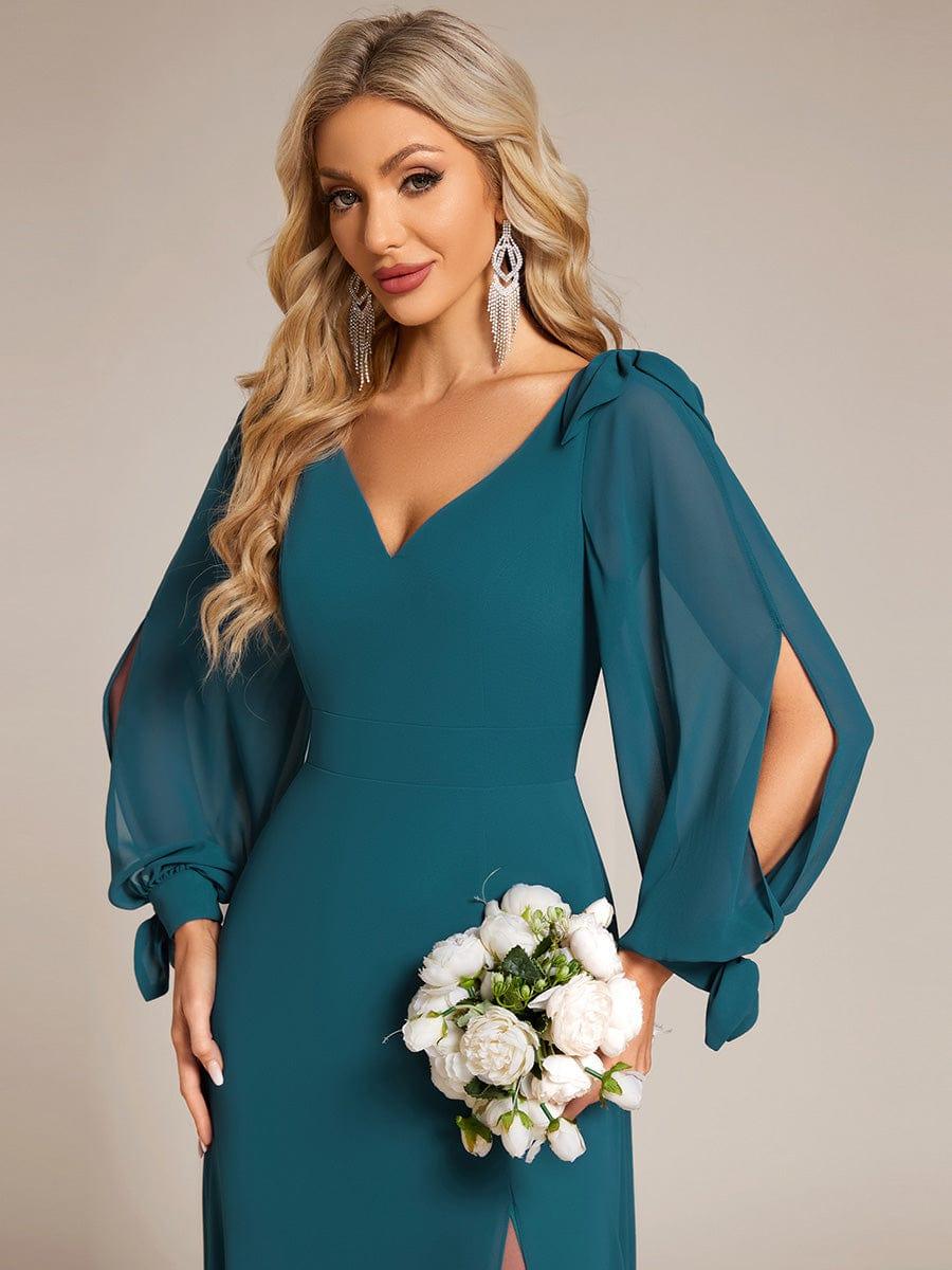 ever IVORY|Open Lantern Sleeve A-Line Mother of the Bride Dress