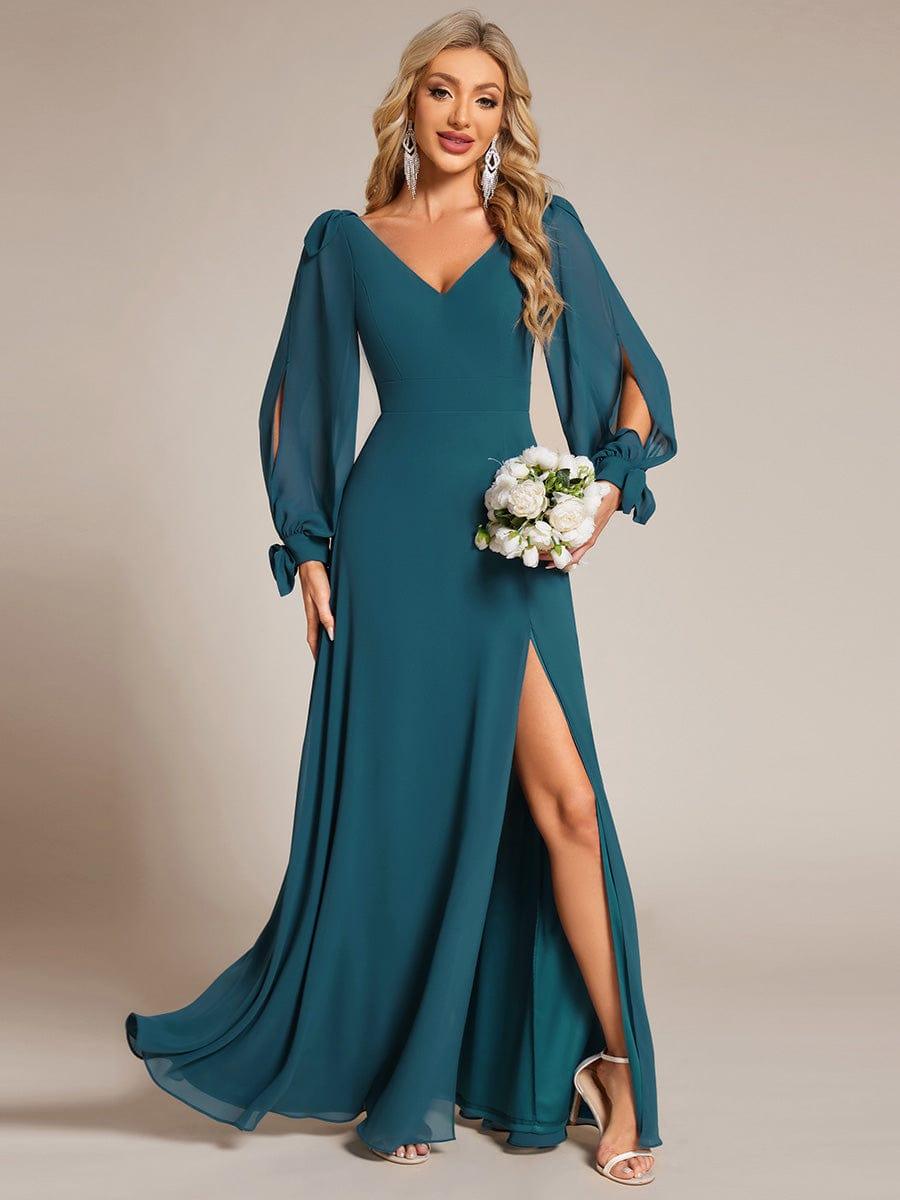 ever IVORY|Open Lantern Sleeve A-Line Mother of the Bride Dress