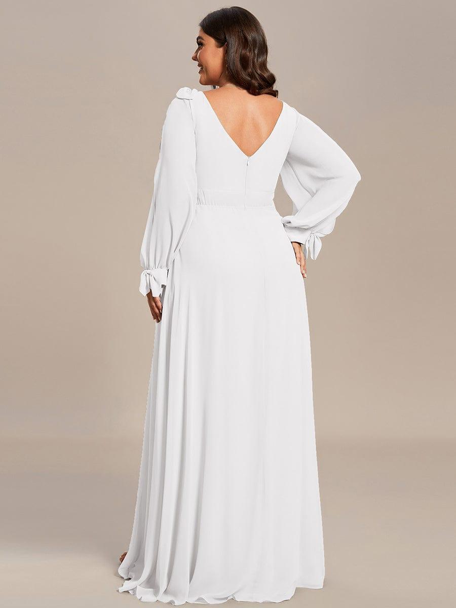 ever IVORY|Open Lantern Sleeve A-Line Mother of the Bride Dress