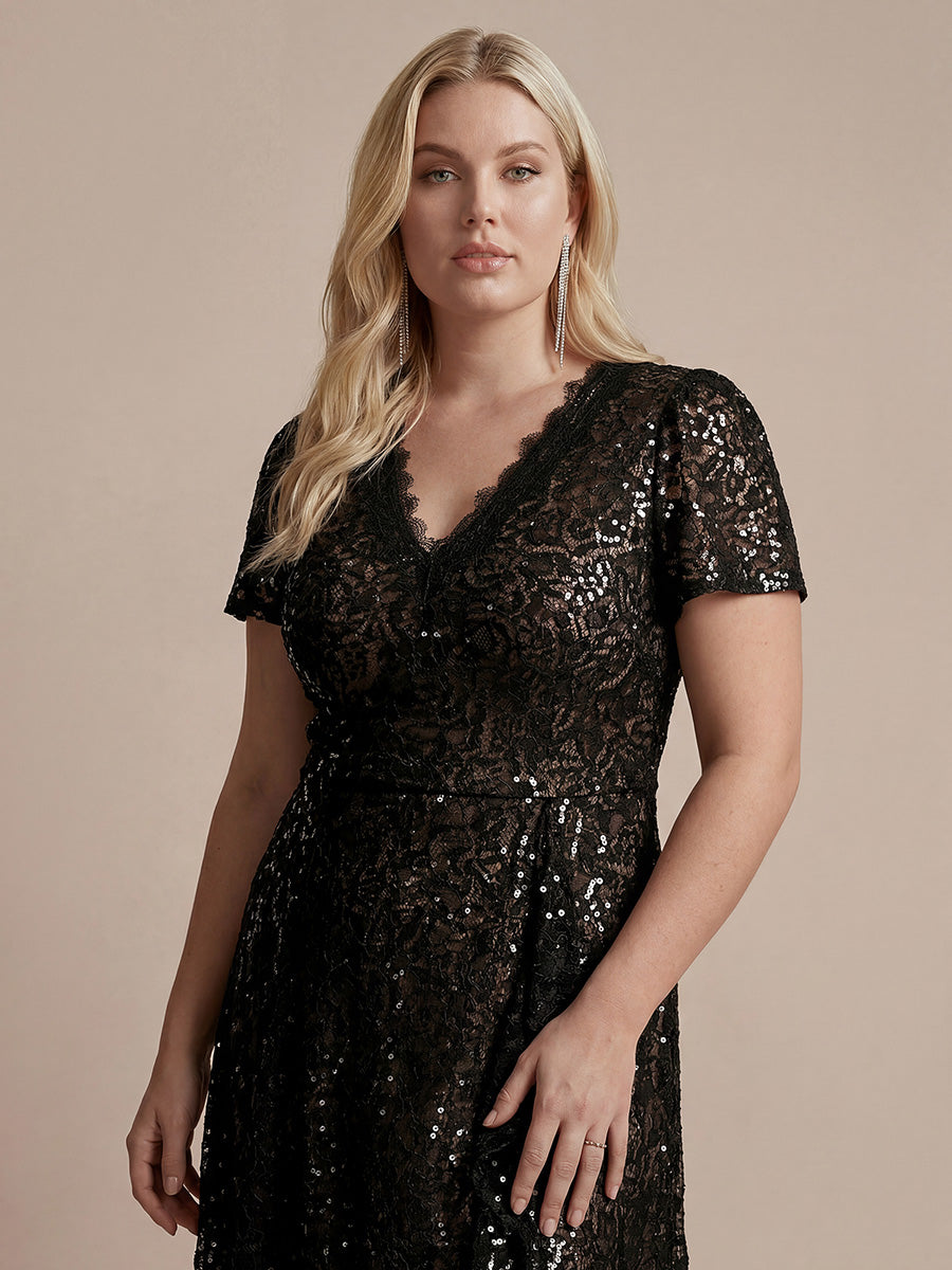 Sequin Lace High Low Wedding Guest Dress