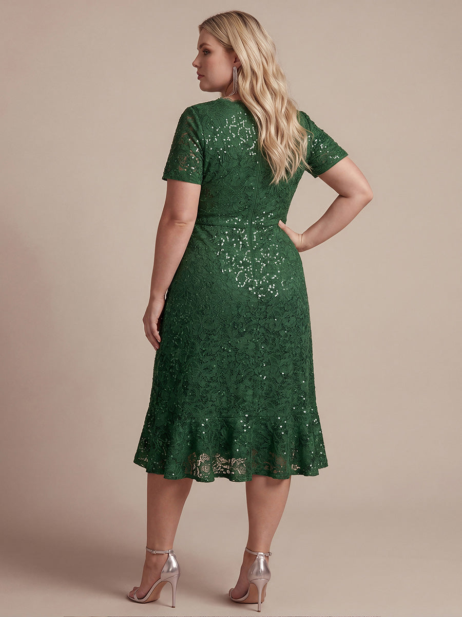 Sequin Lace High Low Wedding Guest Dress