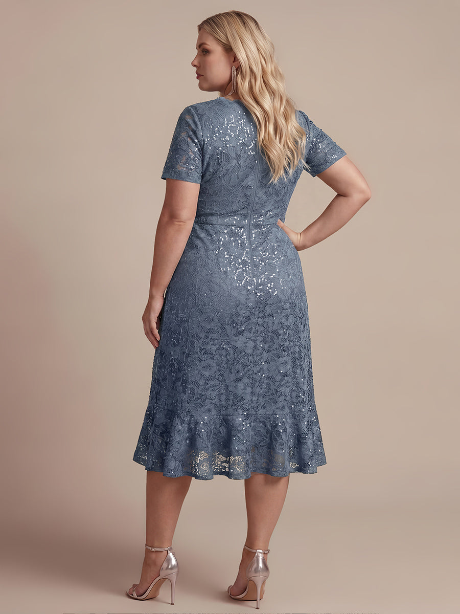 Sequin Lace High Low Wedding Guest Dress
