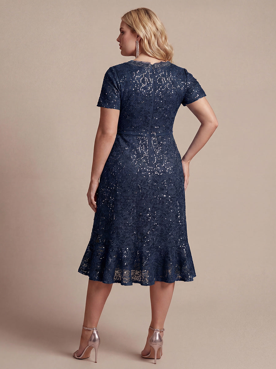 Sequin Lace High Low Wedding Guest Dress