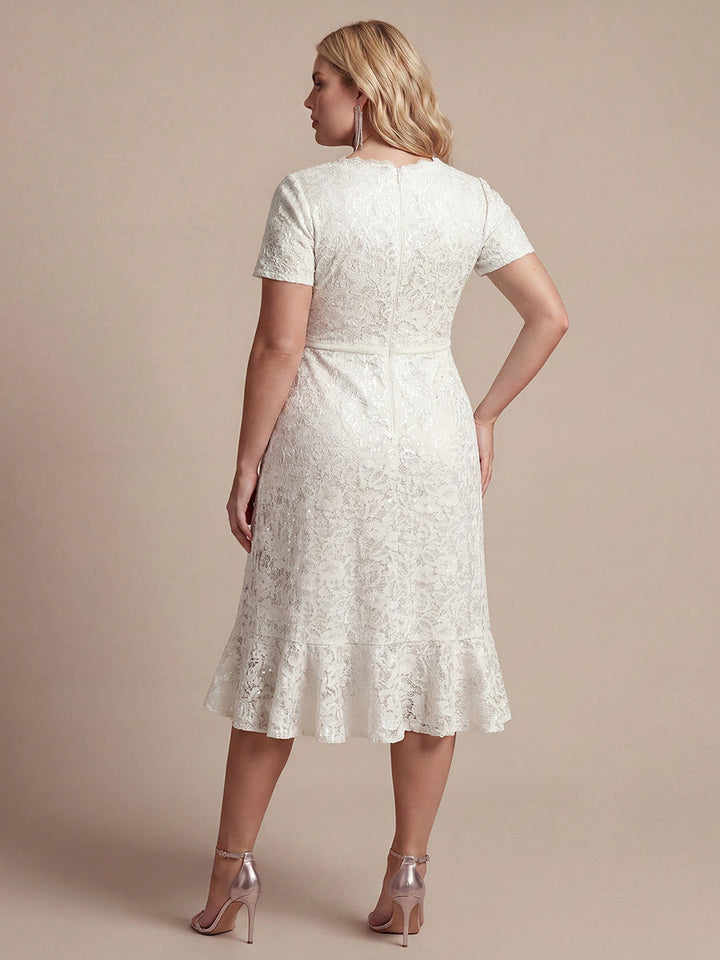 Sequin Lace High Low Wedding Guest Dress