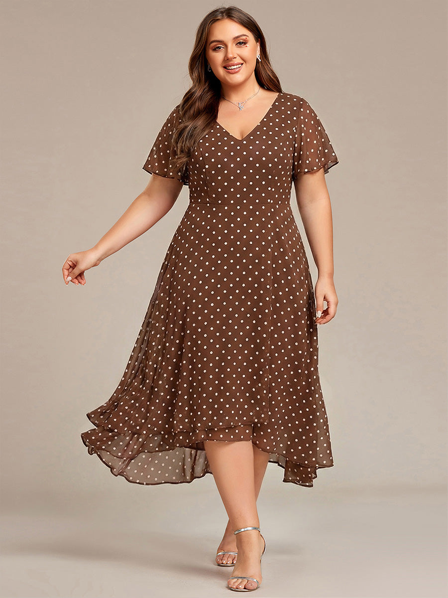 ever AALIA|Flowing Chiffon V-Neck Ruffle Sleeves Wedding Guest Dress