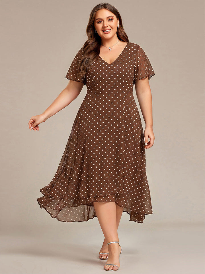ever AALIA|Flowing Chiffon V-Neck Ruffle Sleeves Wedding Guest Dress