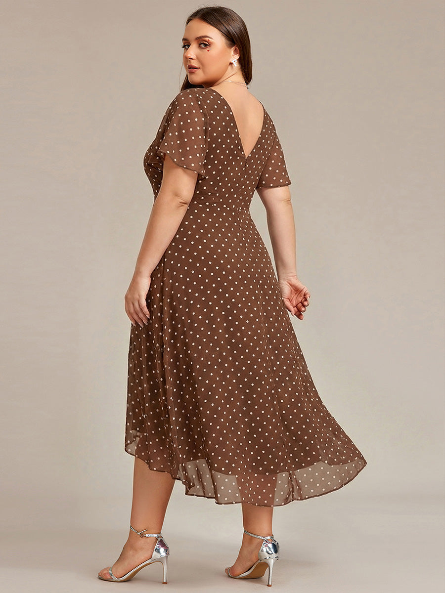 ever AALIA|Flowing Chiffon V-Neck Ruffle Sleeves Wedding Guest Dress