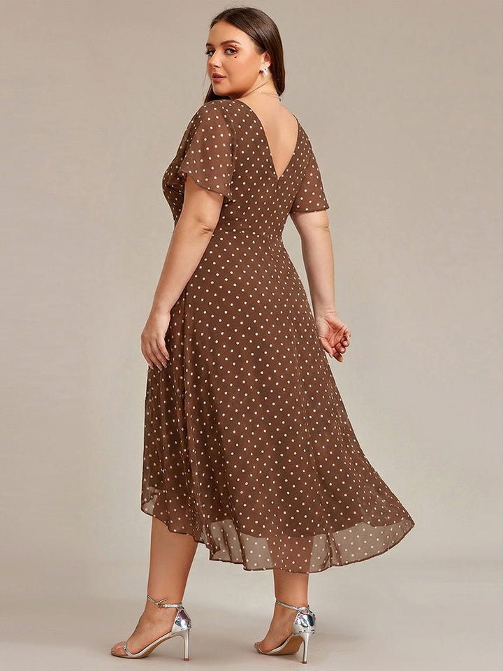 ever AALIA|Flowing Chiffon V-Neck Ruffle Sleeves Wedding Guest Dress