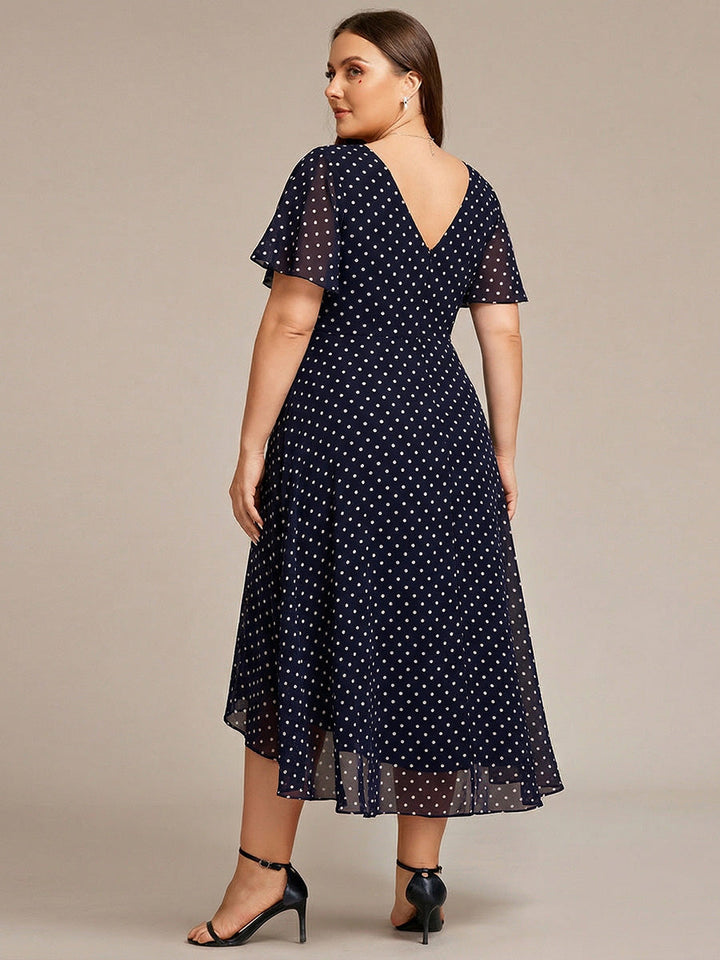 ever AALIA|Flowing Chiffon V-Neck Ruffle Sleeves Wedding Guest Dress