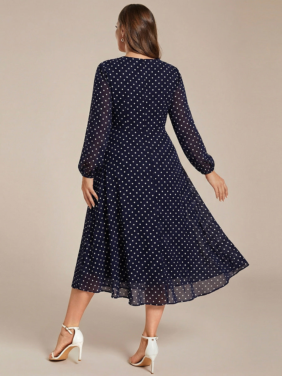 ever BRIAR|3/4 Sleeves Asymmetrical Hem A-Line Midi Wedding Guest Dress