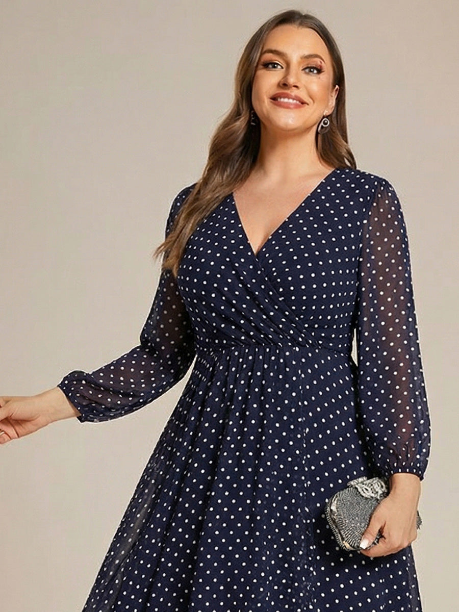 ever BRIAR|See-Through 3/4 Sleeves V-Neck A-Line Chiffon Wedding Guest Dress