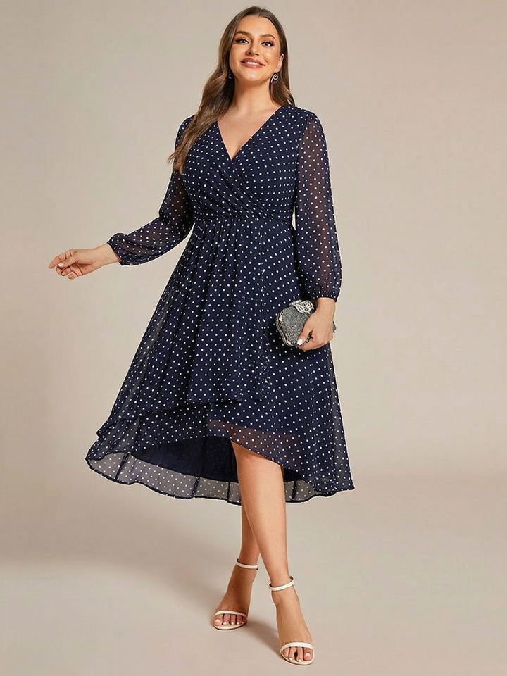 ever BRIAR|See-Through 3/4 Sleeves V-Neck A-Line Chiffon Wedding Guest Dress