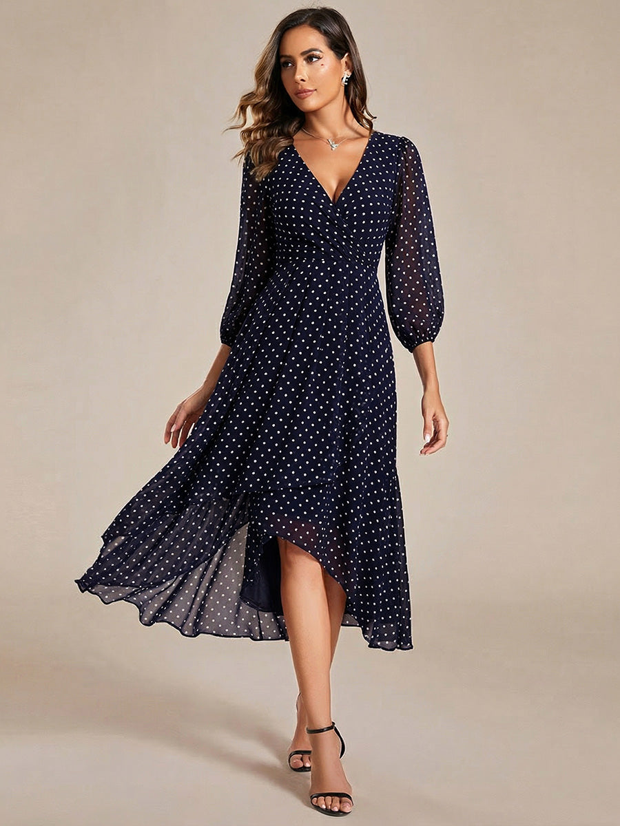 ever BRIAR|See-Through 3/4 Sleeves V-Neck A-Line Chiffon Wedding Guest Dress