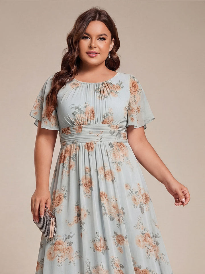 ever EDEN|Chic A-Line Pleated Knee-Length Flowy Chiffon Wedding Guest Dress