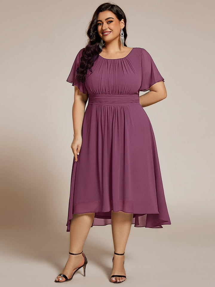 ever EDEN|Chic A-Line Pleated Knee-Length Flowy Chiffon Wedding Guest Dress