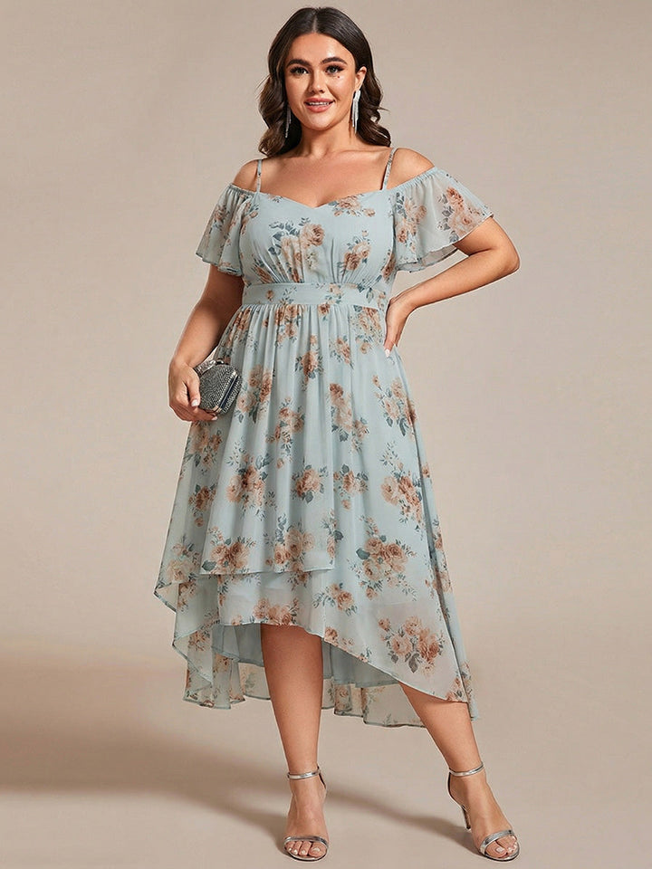 ever JORDANE|Spaghetti Strap Cold Shoulder Chiffon A-Line Midi Wedding Guest Dress