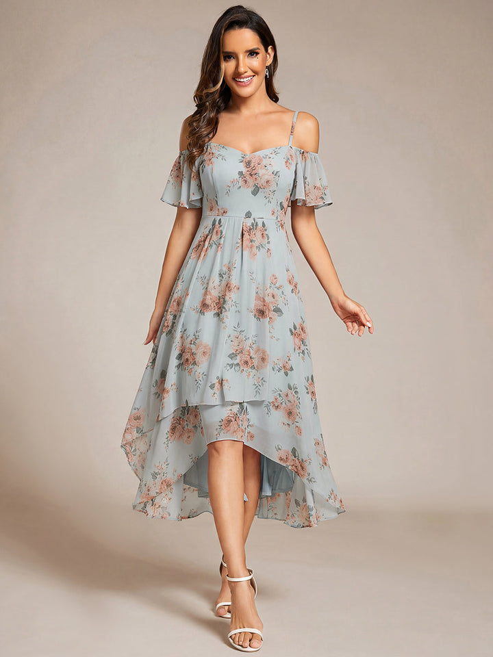 ever JORDANE|Spaghetti Strap Cold Shoulder Chiffon A-Line Midi Wedding Guest Dress
