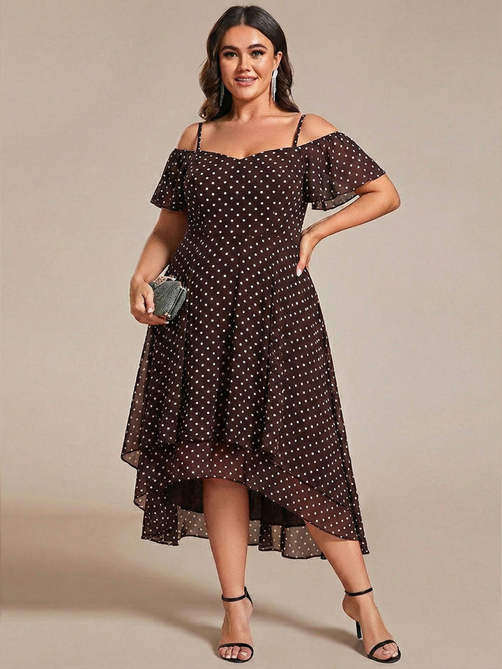 ever JORDANE|Spaghetti Strap Cold Shoulder Chiffon A-Line Midi Wedding Guest Dress