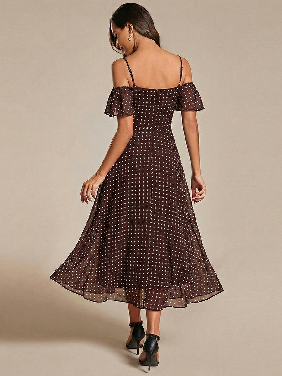 ever JORDANE|Spaghetti Strap Cold Shoulder Chiffon A-Line Midi Wedding Guest Dress