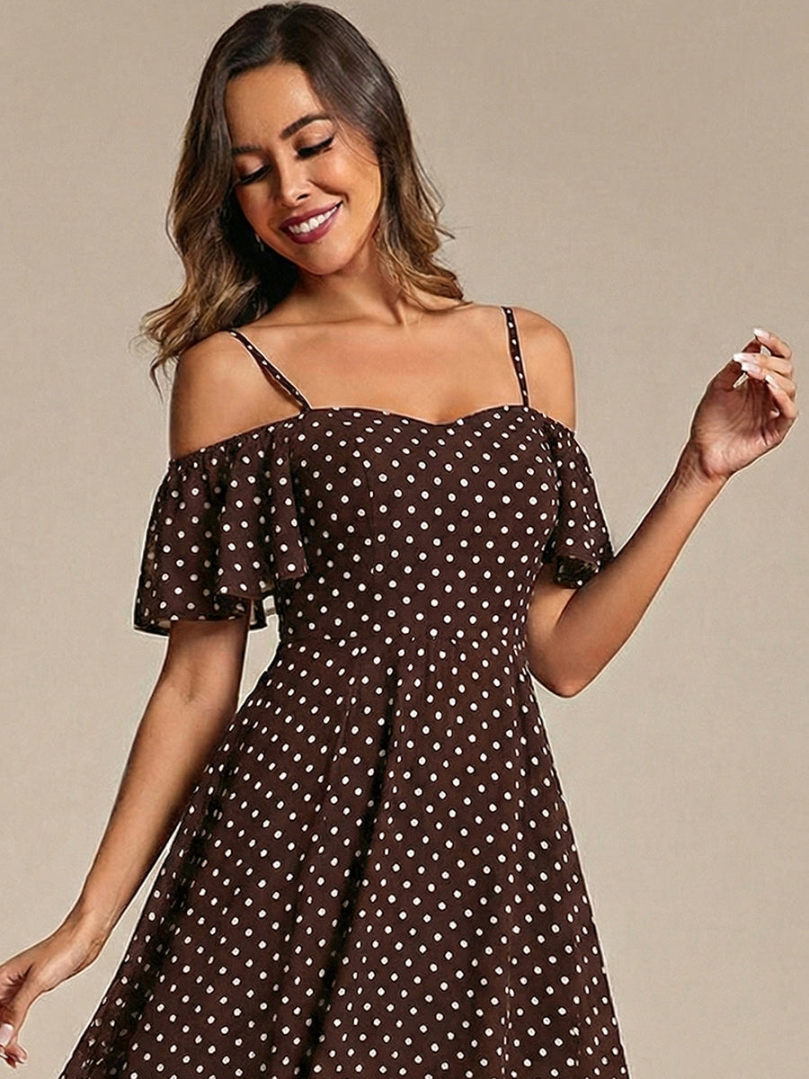 ever JORDANE|Spaghetti Strap Cold Shoulder Chiffon A-Line Midi Wedding Guest Dress
