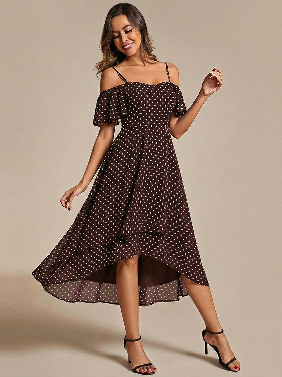 ever JORDANE|Spaghetti Strap Cold Shoulder Chiffon A-Line Midi Wedding Guest Dress