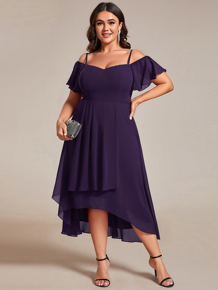 ever JORDANE|Spaghetti Strap Cold Shoulder Chiffon A-Line Midi Wedding Guest Dress